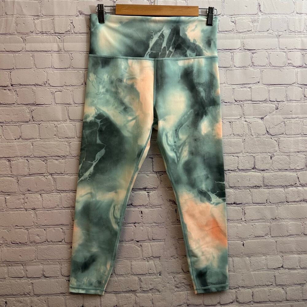 Athleta Elation Printed 7/8 Tight Leggings Medium Watercolor Green Coral